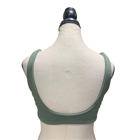 Olive Green Tie-Knot Front Crop Tankini Top - Picture 6 of 8